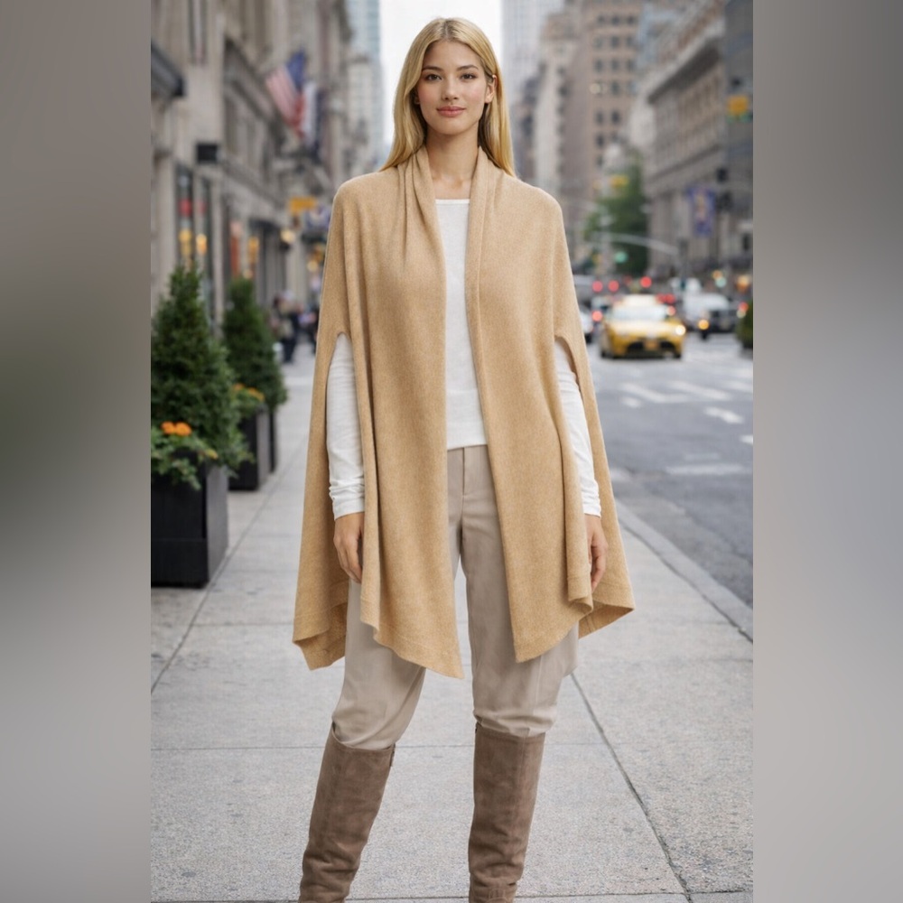 NORDSTROM NWOT One Size Camel Pull-Through Travel Scarf - Perfect for Spring!